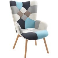 HOMCOM Fauteuil de Chambre en Velours Matelassé et Pieds en Bois, 66x76x98cm, Multicolore
