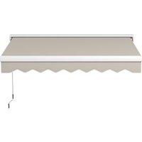Outsunny Auvent Retractable Electrique Manuel 250x200 cm Auvent Portable avec Télécommande Manivelle Manuel Cadre de Aluminium Crème