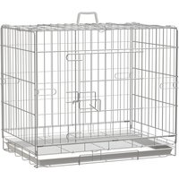 PawHut Cage pour chien pliable en fil métallique avec plateau amovible 1 porte avec serrure 61 x 43 x 50 cm blanc