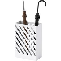 HOMCOM Porte-parapluie avec bac de récupération, 4 crochets, acier, 28L x 14l x 41H cm, Blanc