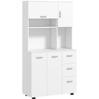 HOMCOM Armoire de Cuisine, Buffet, 3 Tiroirs, 3 Étagères, Beaucoup d'Espace de Rangement, 89x39,5x168cm, Blanc