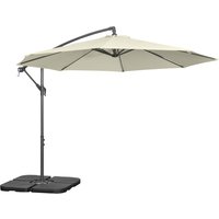 Outsunny Parasol Décentré à 6 Baleines avec Manivelle et Base en Croix, en Métal et Polyester, Ø292x247 cm, Beige