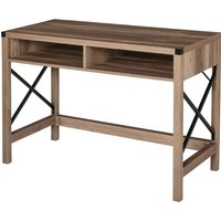 HOMCOM Bureau informatique en bois table de travail ordinateur grand plateau 2 compartiments intégrés industrie 110 x 48 x 76,5 cm chêne et noir