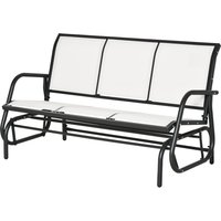Outsunny Banc à Bascule de Jardin à 3 Places en Métal et Toile en Maille Respirante, 147x70x85cm, Beige