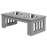 PawHut Station d'Alimentation pour Chiens, anti-dérapant, 44x24x15cm, Gris, 0,9L par Bol