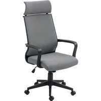 HOMCOM Chaise de bureau avec dossier souple, roulettes, accoudoirs, chaise de bureau réglable en hauteur, laine, Gris