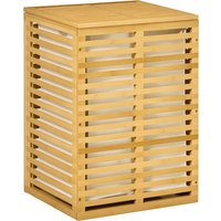 HOMCOM Panier à Linge Bambou Sac Tissu Amovible Couvercle Design Épuré 44x37x62,5cm Aosom France