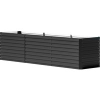 Outsunny Jardinière surélevée, fond ouvert, acier revêtu de poudre, 240 x 60 x 60 cm, Gris foncé