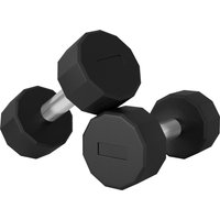 SPORTNOW Set 2 Haltères à 12 Côtés de 12 kg en Métal et Caoutchouc avec Poignée Antidérapante, 26x14x14 cm, Noir