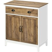 HOMCOM Meuble Polyvalent en Aggloméré avec Armoire et Tiroir de Style Rustique, 78.5x39x89.4cm, Blanc