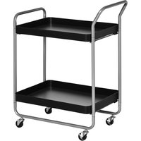 HOMCOM Chariot Porte-Plats à 2 Niveaux avec Poignées et Roues pivotantes, Chariot de Rangement en Métal pour Cuisine Salon, 63x40.4x83.5cm, Noir