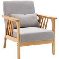 HOMCOM Fauteuil Moderne avec Revêtement Velours et Structure en Bois, 68x75x78cm, Gris