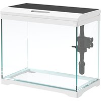PawHut Aquarium, 17 L Aquarium tropical, entretien facile, vue claire, avec lampes LED, 35L x 21l x 31H cm, Blanc+Noir