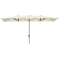 Outsunny Parasol double-face, 451 x 264 cm Parasol avec système de manivelle, 12 entretoises métalliques, mât en aluminium, Crème