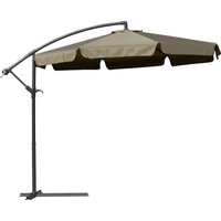 Outsunny Parasol de Jardin à Bras avec Ouverture à Manivelle en Métal et Polyester, Ø2.7x2.7 m, Café