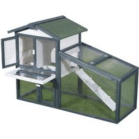 PawHut Clapier pour Lapins et Animaux de Compagnie en Bois 2 Étages en Épicéa Double Porte 140x65x100cm Vert et Blanc
