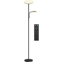 HOMCOM Lampe sur Pied avec 2 Points Lumineux Réglables à 4 Niveaux, Température 2700K-6500K et Télécommande, Noir