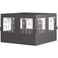 Outsunny Parois de pavillon, panneaux de parois latérales pour pavillon de jardin, avec fermeture éclair, 3 x 4 m Pavillon, Gris foncé