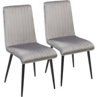 HOMCOM Set 2 Chaises de Cuisine Rembourrées et Gain de Place avec Pieds en Acier, 43x58x90 cm, Gris et Noir