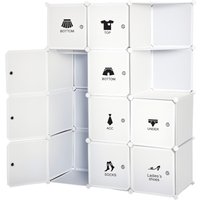 HOMCOM Armoire Modulable 10 Cubes Blanc Étagères Autocollants 111x47x145cm Aosom France