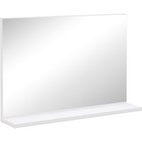Miroir de Salle de Bain Kleankin avec Étagère Murale Design Moderne et Polyvalent, 60x12x40 cm, Blanc