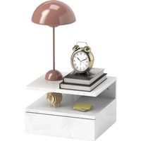 HOMCOM Table de Chevet Suspendue pour Chambre à Coucher avec Tiroir et Étagère Ouverte en Bois, 35x32x22.5 cm, Blanc