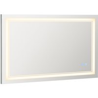 kleankin Miroir de salle de bain avec éclairage LED, fonction de mémoire, interrupteur tactile, étanche aux éclaboussures, argent