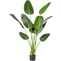 HOMCOM Plante Artificielle Bananier de 160 cm avec Pot et 10 Feuilles Réalistes Plante Tropicale Synthétique pour Décoration Intérieure et Extérieure Bureau Maison Vert