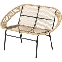 Outsunny Banc de jardin 2-places en rotin polyvalent, résistant aux intempéries, design en rotin, résistant aux UV 260kg de charge Kaki