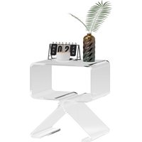 HOMCOM Table Basse Géométrique à 2 Niveaux en Acrylique avec Pieds Triangulaires, 40x30x45 cm, Transparente