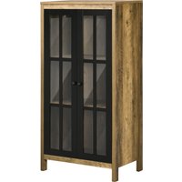 HOMCOM Credenza Moderne à 2 Portes en Verre et Bois, 60x35x120cm, Marron