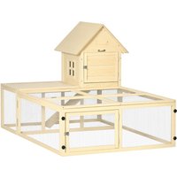 PawHut Clapier cage à lapin villa pour lapin en bois 2 niveaux avec aire de course rampe et portes verouillables 151,5 x 106 x 97 cm Aosom France
