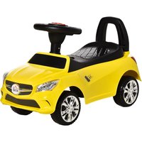 HOMCOM Voiture pour Enfants à Chevaucher avec Volant, Phares et Musiques Intégrées, Voiture pour Enfants en PP et Métal, 63,5x28x36 cm, Jaune