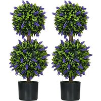 HOMCOM Ensemble de 2 plantes artificielles, plante artificielle résistante aux UV dans un pot de fleurs, plante d'intérieur de 70 cm pour salon, jardin