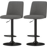 HOMCOM Lot de 2 Tabourets de Bar Pivotants et Réglables en Hauteur, en Tissu Effet Lin, 44x53x91-111 cm, Gris Foncé