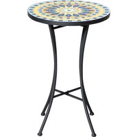Outsunny Table de Jardin en Métal avec Plateau en Mosaïque, Ф35.5x53.5cm