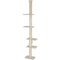 PawHut Arbre à griffer, hauteur ajustable 225-275 cm, base stable, protection anti-basculement, revêtement en peluche, Crème