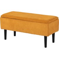 HOMCOM Banc Coffre en Polyester et Bois pour Chambre à Coucher et Entrée, 95x38x45 cm, Orange