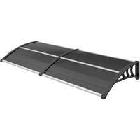 Outsunny Marquise de Protection contre le Soleil et la Pluie 196x75x23 cm avec Revêtement en Polycarbonate pour Portes et Fenêtres Noir