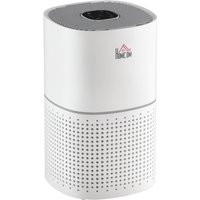 HOMCOM Purificateur d'air HEPA, Ioniseur, CADR 225m³/h mode de veille silencieux 50W minuterie 4 vitesses - dim. 22L x 22l x 36H cm - blanc