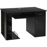 HOMCOM Bureau informatique table d'ordinateur multimédia multi-rangements avec étagère tiroir tablette clavier MDF 120 x 60 x 74 cm noir