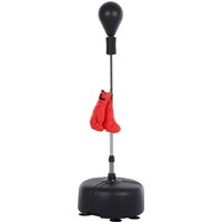 HOMCOM Punching Ball sur Pied Réglable en Hauteur 136-154 cm avec Gants et Base de Lestage à Ventouses Noir aosom france