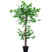 Outsunny Arbre Artificiel Plante Artificiel ficus Hauteur 1,2 m Tronc Branches Liane Lichen Feuilles Grand réalisme Pot Inclus