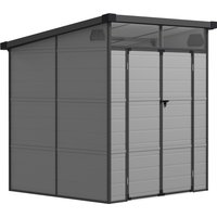 6 x 6ft Outdoor Garden Shed Latch Doors Windows Air Vents Resin Tool Shed Garden & Patio Light Grey Aosom UK