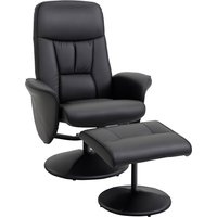 HOMCOM Fauteuil relax ergonomique pivotant 360° inclinable avec repose-pieds revêtement synthétique métal noir Aosom France