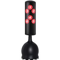 HOMCOM Sac de frappe boxe sur pieds punching ball autoportant adultes enfants 165 cm cibles de touche ventouses antidérapantes noir rouge