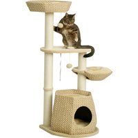 PawHut Arbre à chat griffoir chat hauteur 119 cm colonnes renforcées avec niche hamac 2 balles suspendues Aosom France
