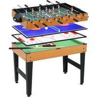 HOMCOM Tavolo da Gioco Multifunzione 4 in 1 con Calcio Balilla Biliardo Ping Pong e Hockey da Tavolo per Famiglie e Amici 107x61x84cm Aosom