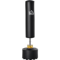 HOMCOM Sac de boxe autoportant punching ball Ø 50 x 170H cm revêtement PU noir