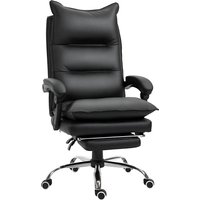 Vinsetto Fauteuil chaise de bureau avec repose-pied dossier inclinable hauteur réglable revêtement PU 66 x 72 x 122-130 cm noir Aosom France